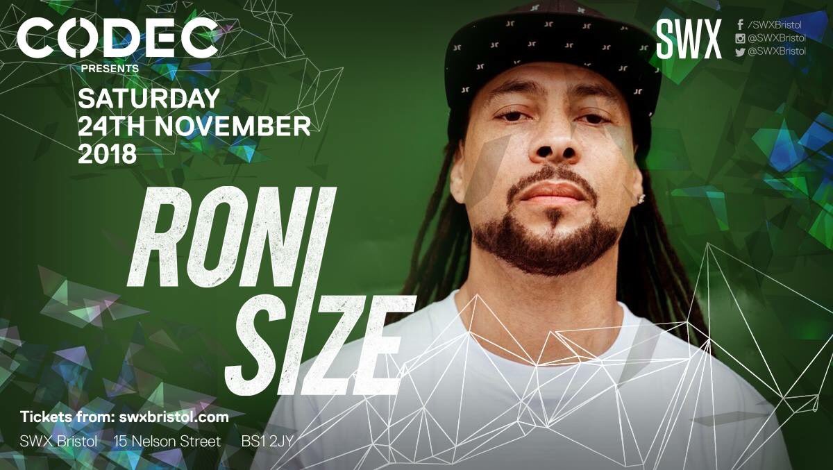 Just announced! 

CODEC presents <a href="/ronisizebristol/">Roni Size</a> 

Tickets on sale now from —> bit.ly/2NQATNR