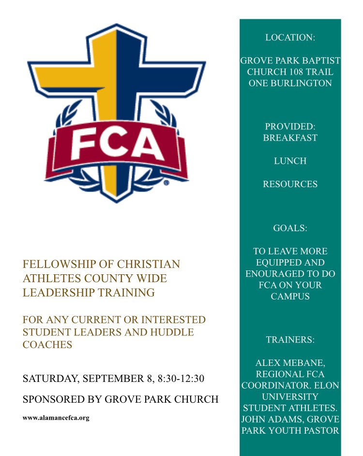 SAHS_FCA's tweet photo. FCA Leadership Opportunity this weekend! https://t.co/rL1lCez8h1