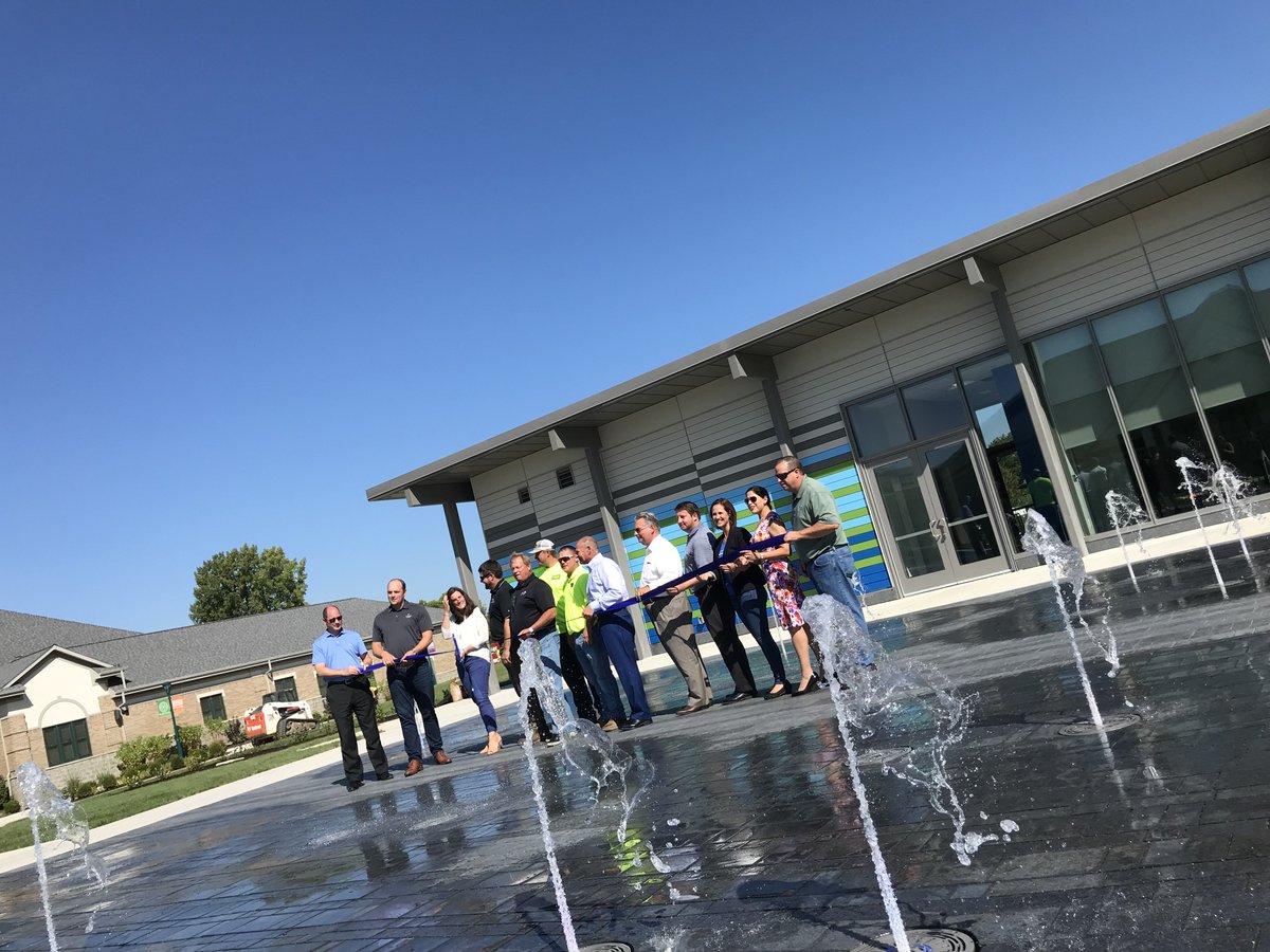 MeyerNajem's tweet photo. Celebrated the unveiling of two new features at @FishersIN Amphitheater today: AMP Pavilion and 24-Jet Fountain. #community #NPD @ScottFadness @SamMishelow https://t.co/5RA41uEErO