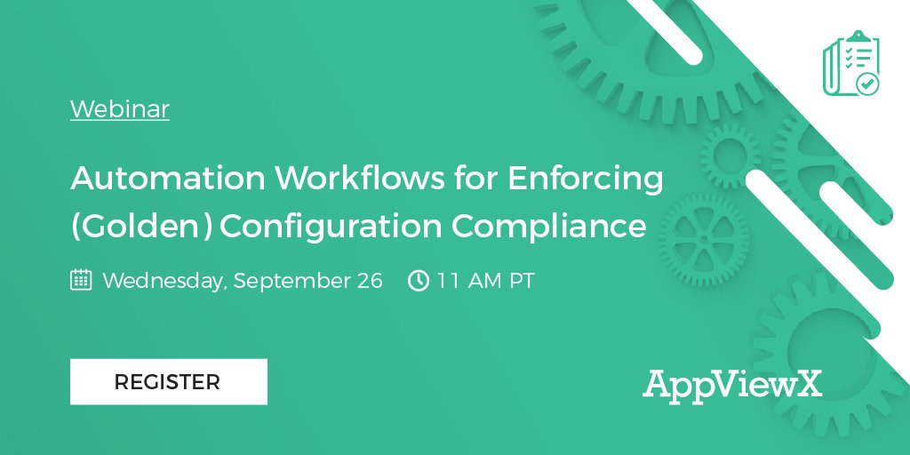 AppViewX's tweet image. Join our #webinar to learn how to create a sample #automation workflow hands-on to enforce config compliance. buff.ly/2whkiMD  #automationworkflows