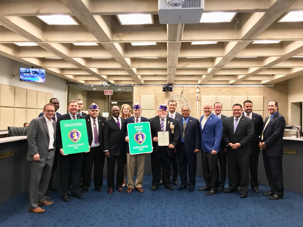 Today, we honor the service and sacrifice of our nation’s men and women in the Armed Forces who were wounded or killed in combat to protect our freedom. The <a href="/CityOfDallas/">City of Dallas</a> is proud to be home to many #PurpleHeart recipients and to be designated a Purple Heart City. <a href="/MOPH_HQ/">The Military Order of the Purple Heart</a>