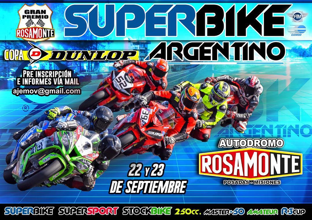 Este 22 y 23 de septiembre llega el #SuperbikeArgentino al Rosamonte de #Posadas, para disputar su séptima fecha de la temporada. La categoría más veloz y tecnológica de Latinoamérica se presenta en #Misiones. ¡¡¡Vení a sentir la adrenalina de la velocidad!!!