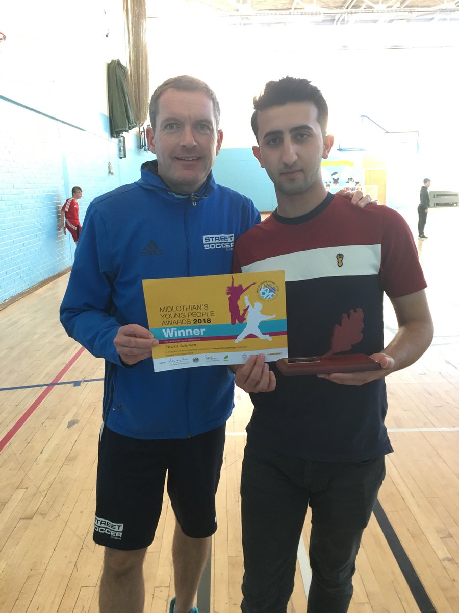 SSS_Robbie's tweet photo. Congratulations to our boy ⁦@SwaraSulaiman99⁩ on his recent award from Midlothian council for volunteering and caring with ⁦@streetsoccerSCO⁩ and   ⁦@whocaresscot⁩ #YOYP2018 https://t.co/X1ydqA3CTn