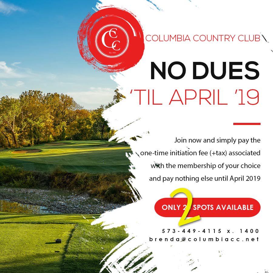 That's it 18 spots filled like that and now I have two spots left who wants them? Pay no dues until April 2019.... what are you waiting for?

#como #countryclub #thecomoclub #golf #Mizzou #golfcourse