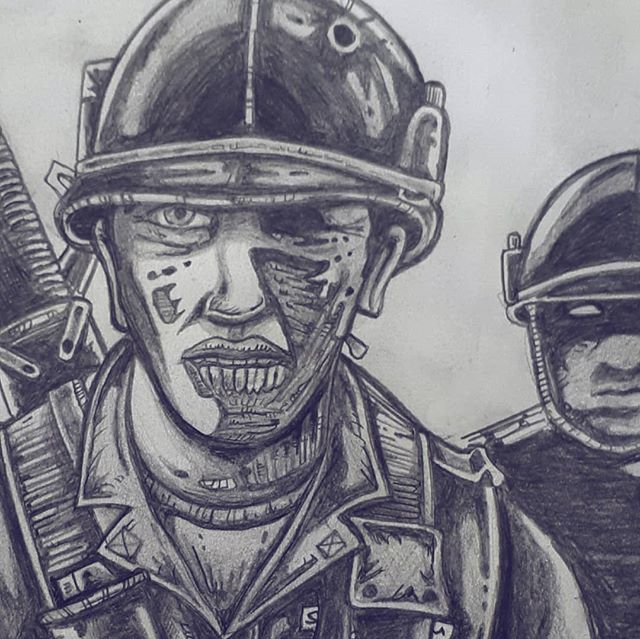 mattonorman's tweet photo. Detail of Zombie Soldier #zombieart #zombie #zombieapocalypse #illustration #art #pencilart #sketchbook #warart #pencildrawing #pencilsketch https://t.co/kiXWu5kwJY https://t.co/Q9ithcWKL8