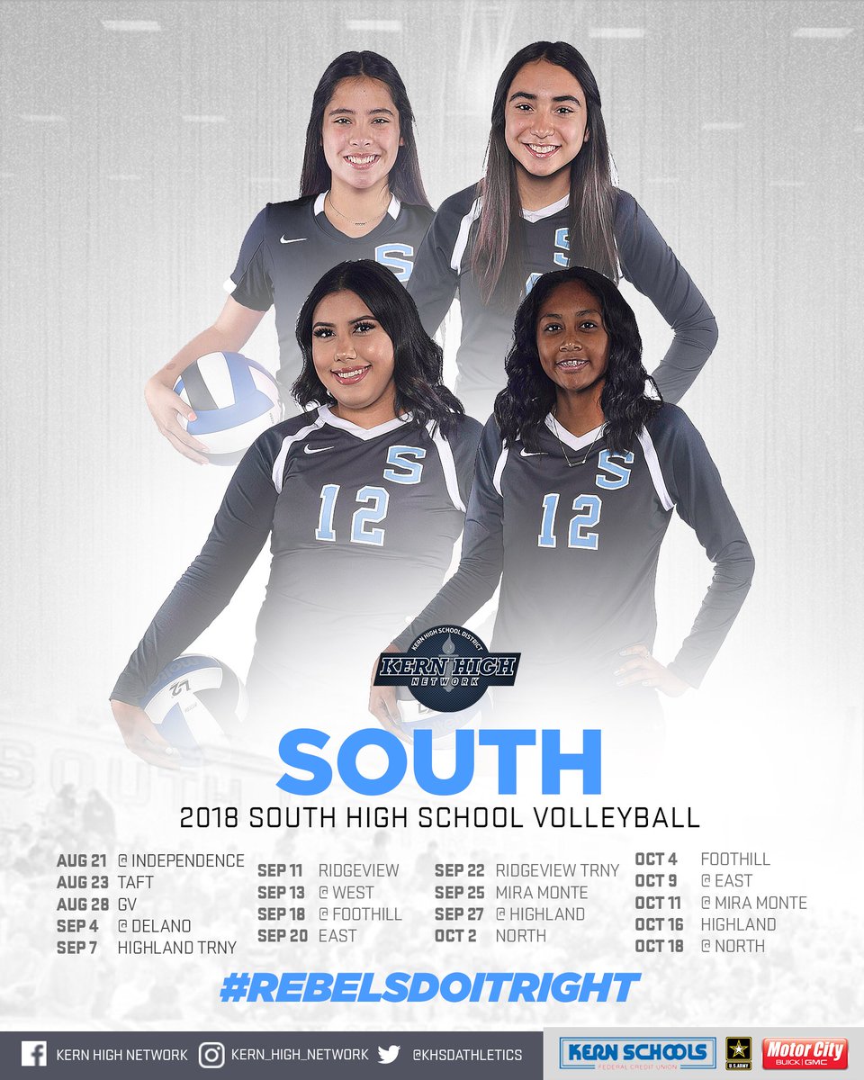 KernHighNetwork's tweet photo. 2018 South High School Volleyball #REBELSDOITRIGHT @SHRebels @USArmy @KernSchoolsCU @MCBuickGMC #KHSDAchieve https://t.co/xK2CqioLzl