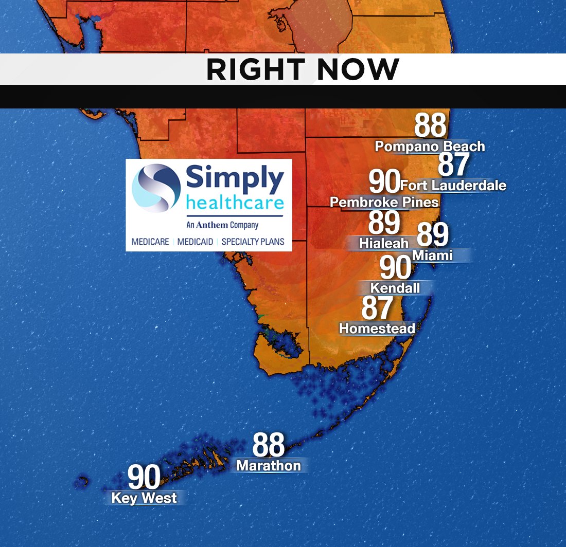 It's 2PM, here are south Florida's current temperatures. #BROWARD #MIAMIDADE #FLKEYS Presented by Simply Healthcare https://t.co/t7L5BoDTAA