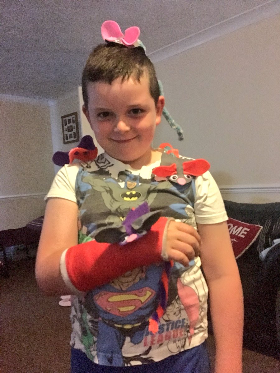 GemmaHowes's tweet photo. Looks like someone’s proud of the 4 felt mice he made with his latest @toucanbox! We love receiving these through the post! Keeping him busy whilst waiting for his arm to heal! 💙 (My son Zak, aged 7) https://t.co/cFmly6Bz9x