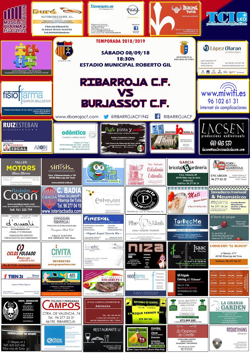 Comienza la liga en el Roberto Gil.
Este Sábado a las 18.30h recibimos a un gran rival como es el <a href="/CfBurjassot/">Burjassot CF</a> .

Adquiere tu abono por solo 20€ en la sede o en taquilla el día del partido.

＃SempreRibarrojacf