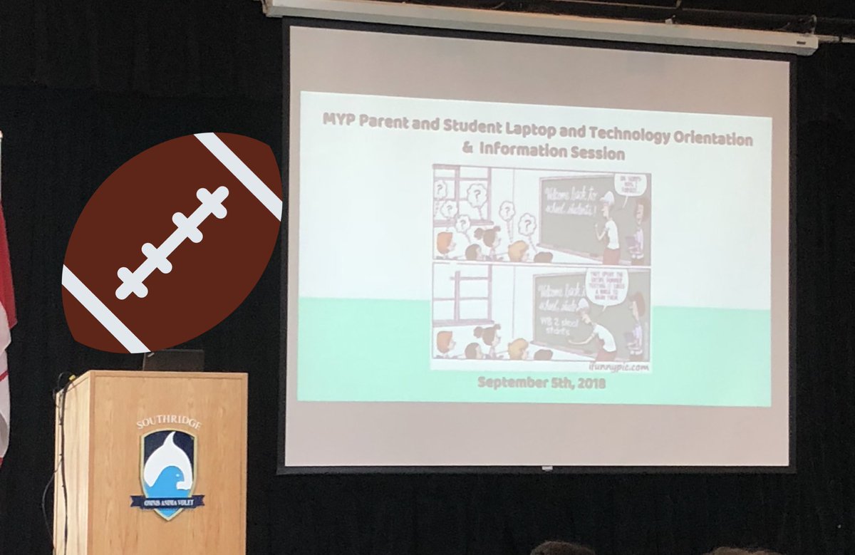 Laptop Orientation taking place, very exciting as the new school year begins - <a href="/SouthridgeNews/">Southridge School</a> very own <a href="/MsHeatherMosher/">Heather Mosher (she/her/hers)</a> <a href="/SteveAnderson_/">Steve Anderson</a> tech coordinators presenting to student &amp; parents #sridge #teched