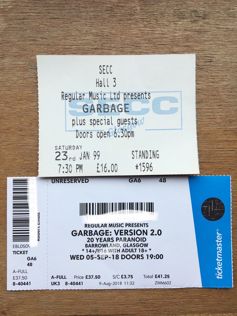 Robell74's tweet image. Still have my ticket for the original #Version20 tour, now I’m on my way to see the anniversary tour!
#garbage @garbage