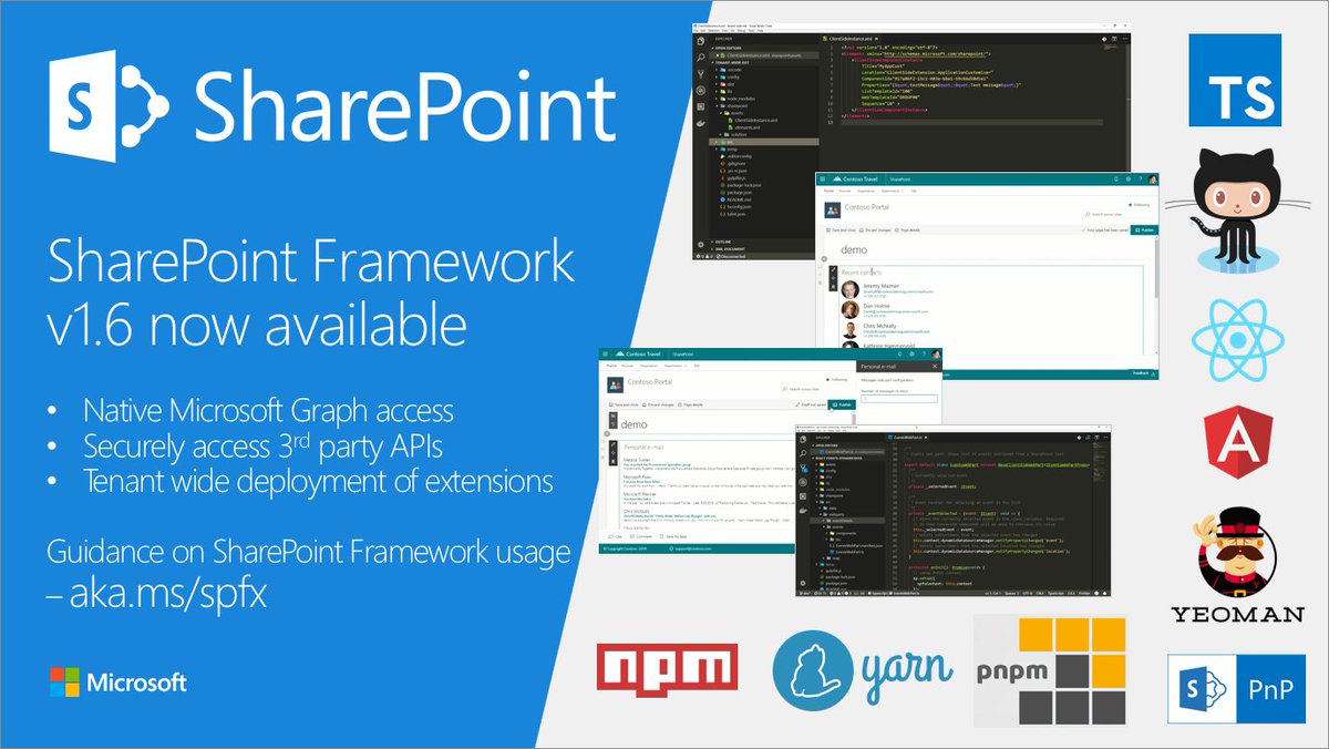 vesajuvonen's tweet image. #SharePoint Framework 1.6 is out. Native #MicrosoftGraph support, 3rd party API improvements and tenant wide deployment of extensions developer.microsoft.com/en-us/sharepoi… #SPFx #Office365dev #Office365