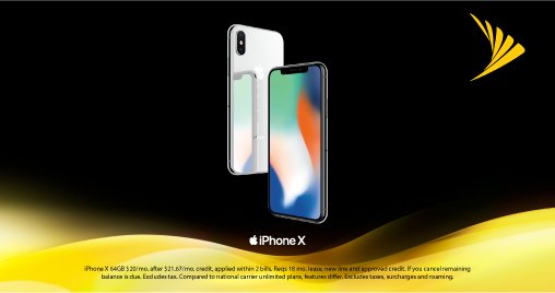 For a limited time, get the unrivaled iPhone X at the BEST Price. That’s right, get iPhone X for 50% off with Sprint Flex lease.