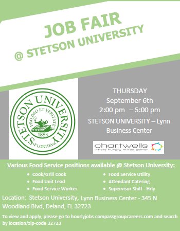 CGCareersUSA's tweet photo. Job Fair @StetsonU tomorrow from 2 - 5 p.m. in the Lynn Business Center. Various positions available! #CompassCareers #ApplyNow #Hiring Not in the area? Check our available positions across the country here: https://t.co/8FoKDVV3O3 https://t.co/exL89KxvNE