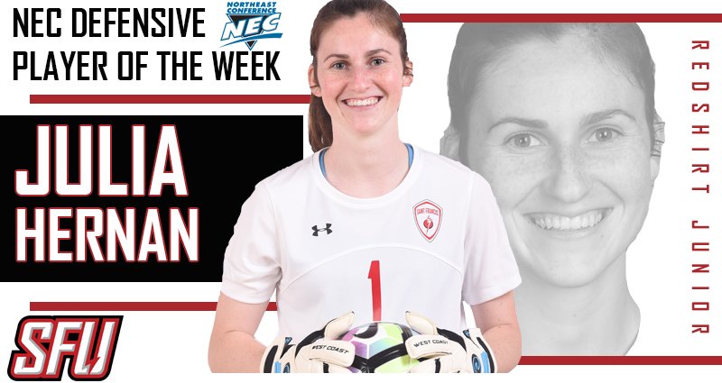 Two in a row for <a href="/juliaahernan/">Julia Hernan</a> after two more shutouts last week. Congrats J!

sfuathletics.com/news/2018/9/5/…