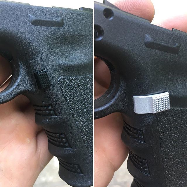 alpha_dog_arms's tweet image. Left = stock Glock Gen 1-3 mag release (sucks)  Right = Alpha Dog Glock Gen 1-3 mag release upgrade (awesome)
$149 + s/h requires frame to be sent in for modification. 
#glock #glocks #glocksonly #glocksdaily #glocksofinstagram #glockfeed #glock19gen3 #g… ift.tt/2MQEA9Y