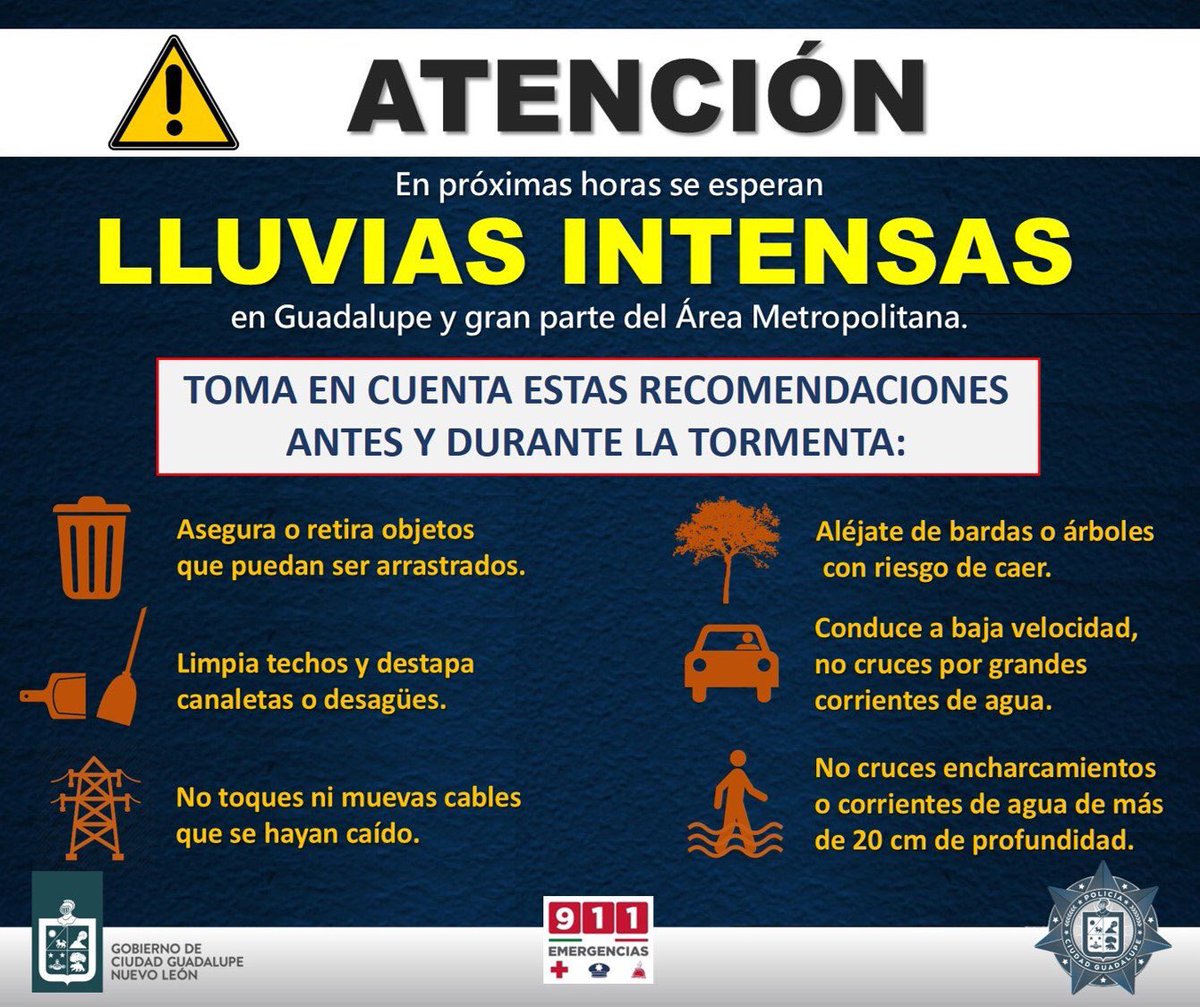 Precaución, ten paciencia, piensa en una ruta segura de desplazamiento y en una ruta secundaria en caso de requerirse. Ante todo #seguridadVial utiliza luces encendidas, velocidad moderada, cinturones de seg y guarda distancia