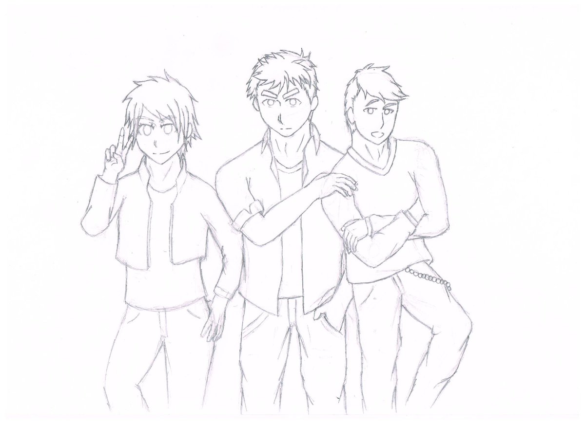 3 friends posing for a picture :D #sketch #anime.