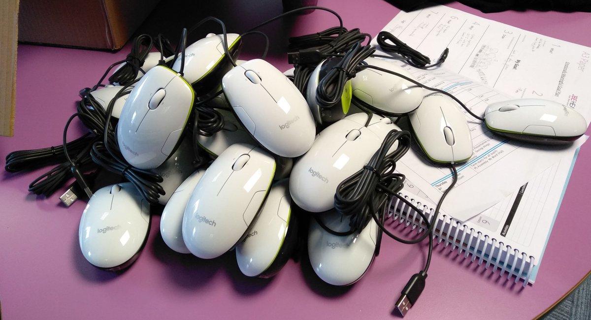 moniquefranzsen's tweet image. A nest of new mice! I&apos;ve just finished plugging these in. This is a good start to the year in the Computing lab. #computinglab #caschat #SeptemberStarts