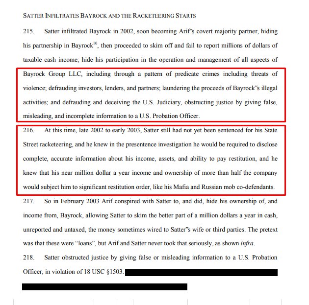 68) In the suit, it was being alleged that Sater, after pleading to the initial RICO scheme of 93-98, turned around and ran an even larger RICO scheme from 02-07, all while moonlighting as an undercover intelligence asset. https://narcosphere.narconews.com/userfiles/70/Lawsuit.PleadingBayrock.pdf