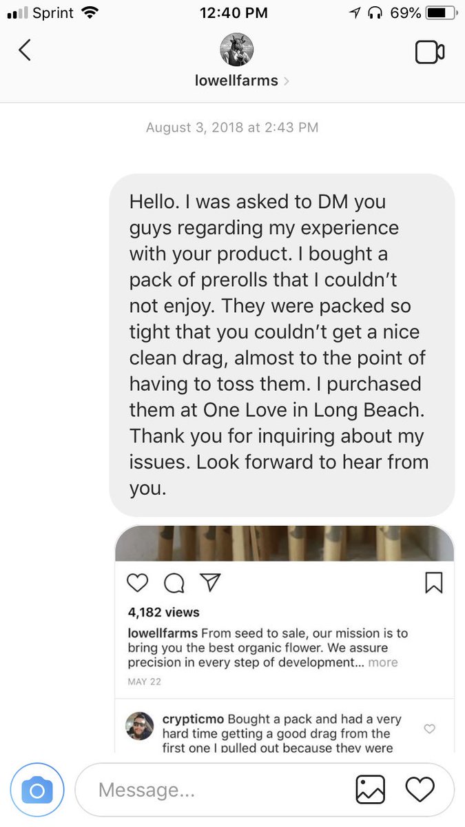 CrypticMo's tweet photo. @LowellFarms  I hope you guys get this taken care of because the marijuana community is huge and this type of customer service is unacceptable. https://t.co/43Rs48q7ax