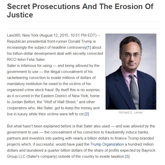79) There are enough fascinating questions of law surrounding Felix Sater, and more specifically the Second Circuit, to fill a volume. Legal Beagles like my friends  @Techno_Fog &  @Barnes_Law can feast to your heart's content here: https://archive.is/4Hw68  https://www.azcentral.com/story/news/local/phoenix/2018/03/12/ex-bayrock-partners-jody-kriss-felix-sater-phoenix-trump-tower-project-suit-russia/409270002/