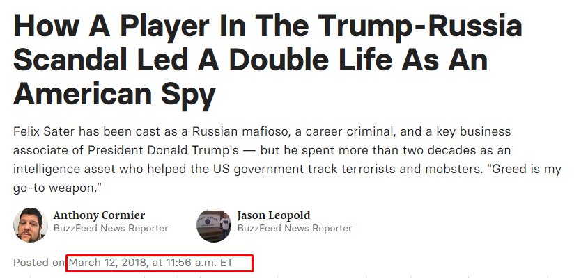 85) The result was the Buzzfeed expose where Sater granted Cormier & Leopold a month of exclusive interviews. In exchange for access, a positive media piece was timed to publish at the same time his confidential case details were being unsealed.  https://www.buzzfeednews.com/article/anthonycormier/felix-sater-trump-russia-undercover-us-spy