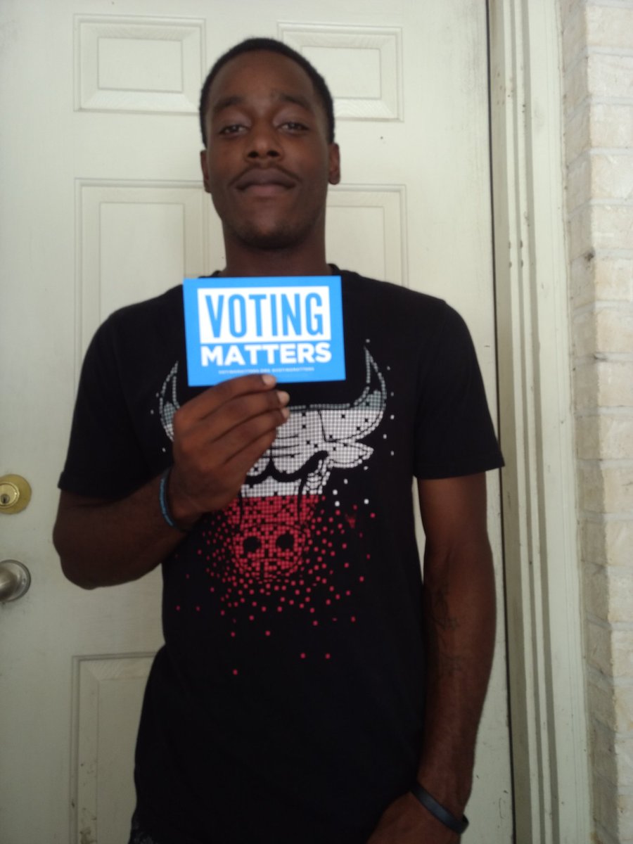 MXM_PTP's tweet photo. Had a great conversation with this young voter. He is committed to go to the polls this November 
#TX07 #VotingMatters https://t.co/zArs1NtlZR