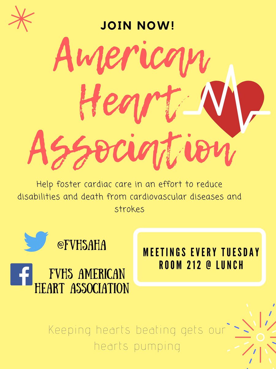 fvhsaha's tweet photo. Make sure you come to AHA's table tomorrow and Friday at Club Rush! See you there! https://t.co/iiZ1CDNBs8