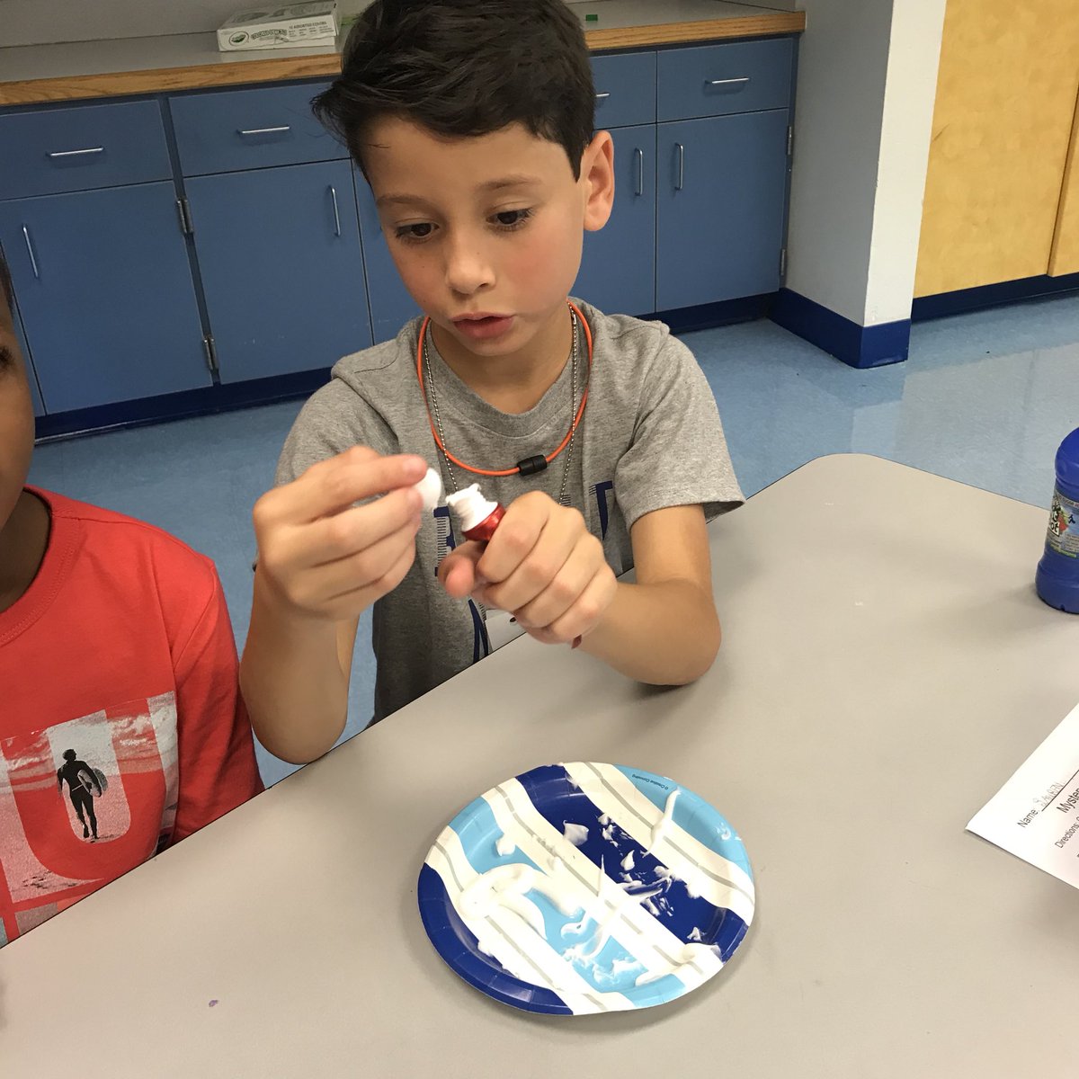NSESDeanBurrels's tweet photo. We did an activity today where students had to squeeze toothpaste out of the tube &amp; I told them to put it back. They couldn’t so we discussed how this can relate to our words and actions. Once we do something, we can’t take it back! It’s always important to be kind! #hesteach https://t.co/CIZYDLhKmf