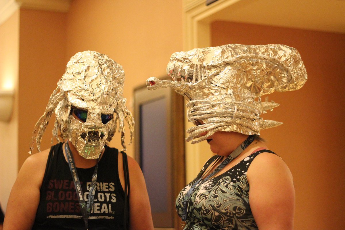 defcon's tweet image. #defcon26 #tinfoilhat #alienvspredator #nextlevel