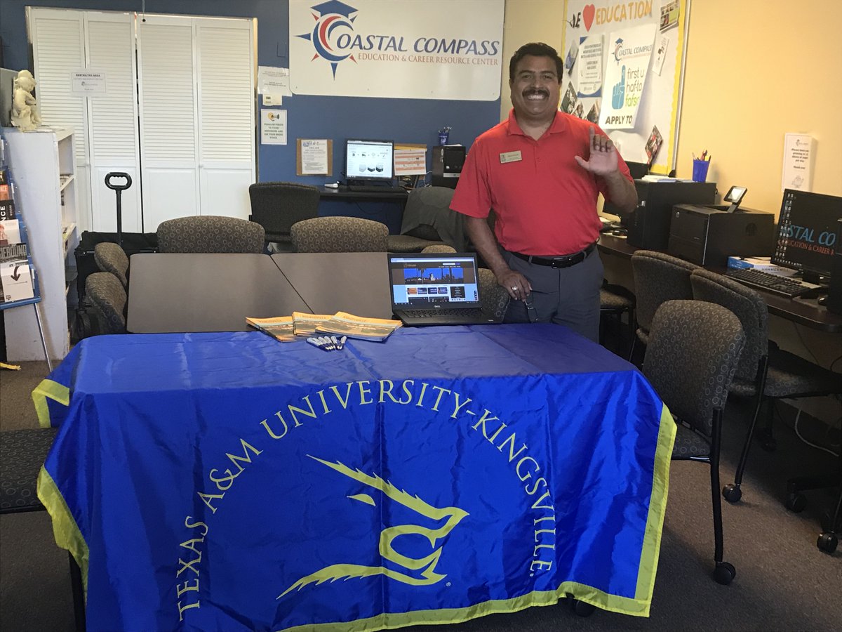 CoastalCompass's tweet photo. Miguel from @javelinanation is here at Coastal Compass to assist you with the admission process and give you information about TAMU-K. 
Come stop by he will be here till 7PM! https://t.co/om4GJV9rXK