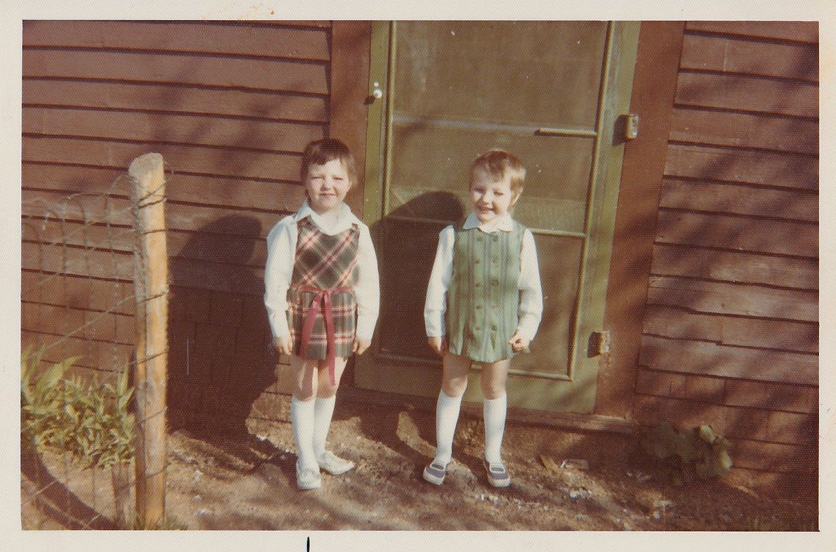 Happy First Day Back to School! Here's a throwback to my sister, Nancy and I headed to #Mabou Consolidated School. #CapeBreton #FirstDayOfSchool #BacktoSchool #1970s #70sKids