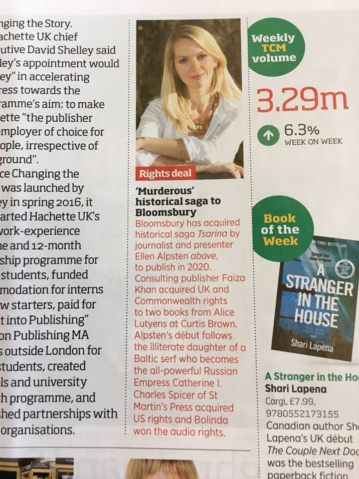 DANTEmag's tweet image. Big @dantemag congratulations to Ellen Alpsten, one of our most talented writers, whose novel "Tsarina" is being published by @BloomsburyPub . She did a fine piece on dining in the Dolomites, and since done one on Mykonos for future publication. @Alpsell