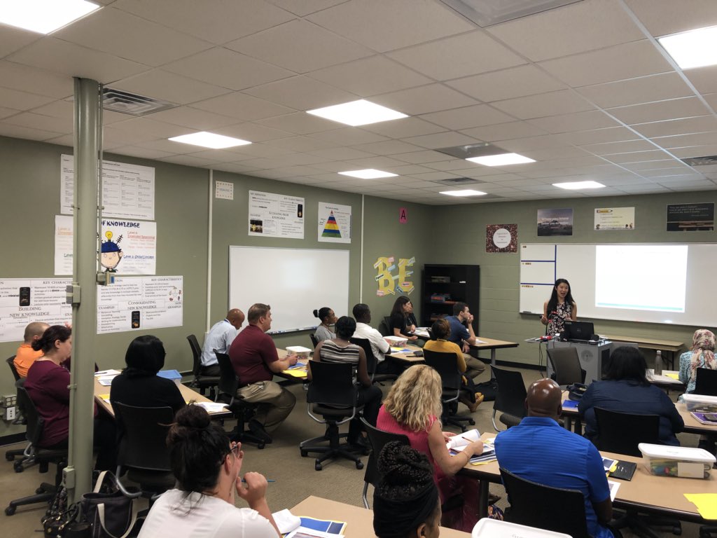 GCSACT's tweet photo. So excited to begin the 2018-19 GCS-ACT school year with 103 teachers excited and ready to go!! First night of Orientation. Thanks to Samantha and Nicole for your words of wisdom to our teachers. https://t.co/QlzMVx4B0q