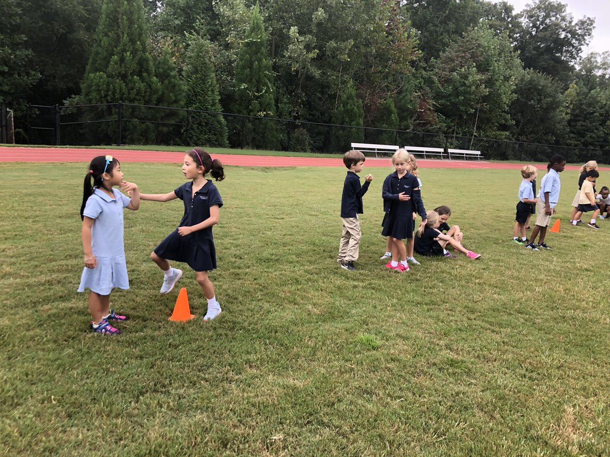 Thanks <a href="/justybubPE/">Justin Cahill</a> for a memorable morning meeting activity involving teamwork, running and math! #trinitylearns