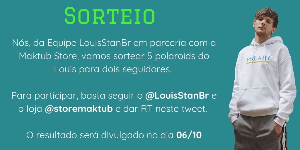 LouisStanBr's tweet photo. SORTEIO! A LouisStanBR veio novamente presentar os seguidores, porque vocês mais do que merecem. O diferencial desta vez é que DOIS seguidores vão ganhar! 
Leiam atentamente o banner e boa sorte 🌼
@storemaktub https://t.co/AWzozeQULd