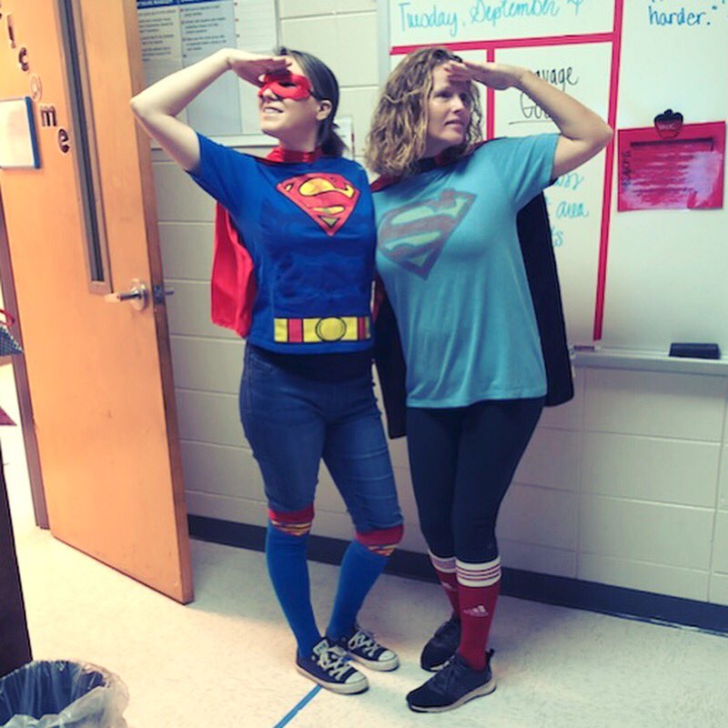 FortnerHailey's tweet photo. Teachers are heroes too 💙❤️ saving kids one day at a time! #BeBCMS #Superman #heroVSvillian  #KidsDeserveIt #BeASuperman #homecoming2k18 @BryanCountyMS @MharveyBCMS https://t.co/opz5Dktmfq
