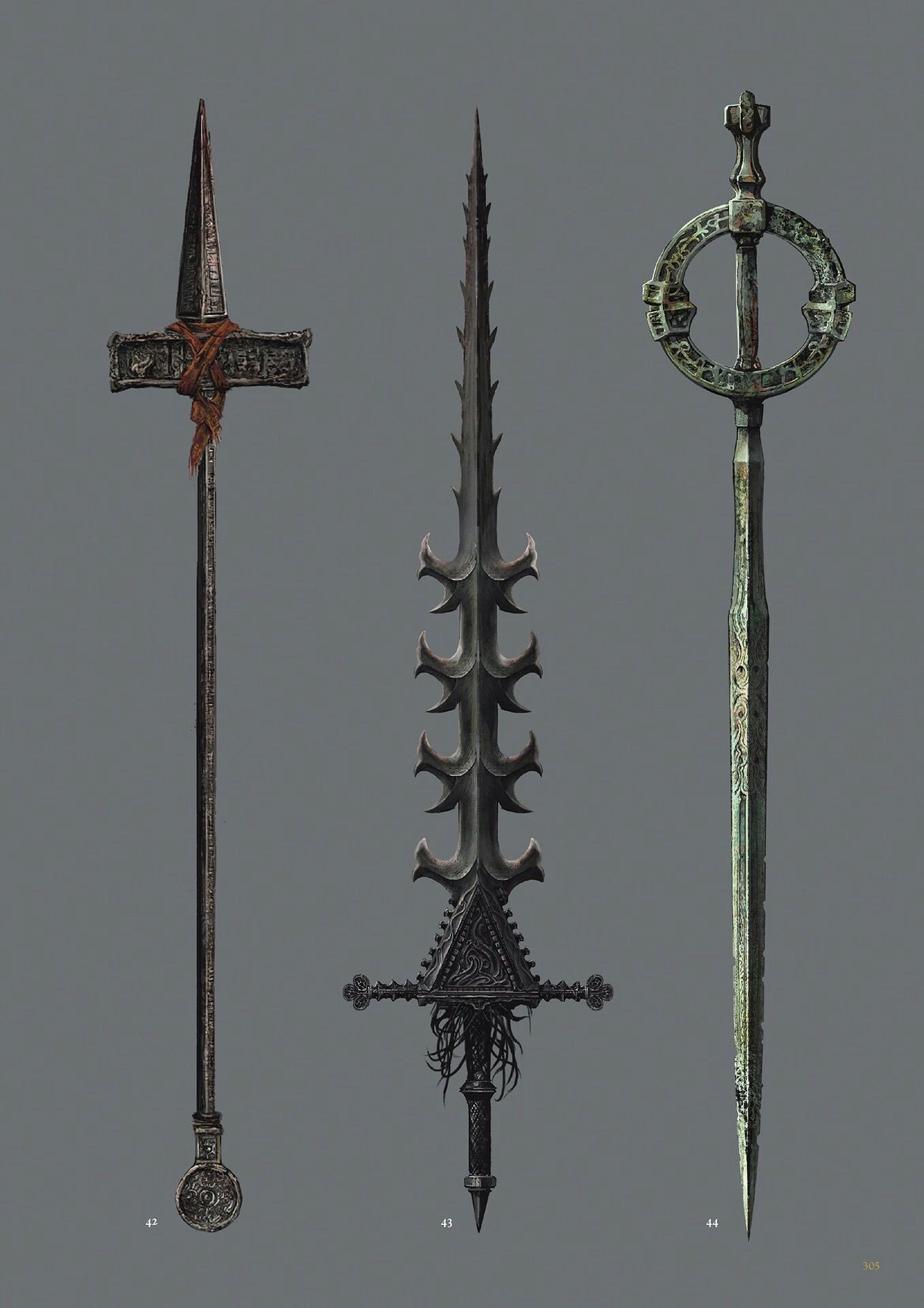 Draegore Nagendra on X: “Yorshka's Spear”, “Morion Blade” and “Sword of  Avowal” concept art from the Dark Souls 3 Design Works book   / X