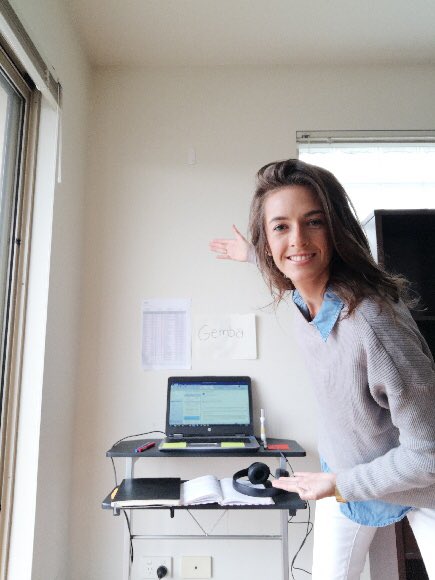 ClareSH2's tweet photo. This week Zoe is working out of the Gemba Hobart “office”, complete with views of Bellerive Oval! @thegembagroup #WorkLifeBalance #flexibility #lovethesign https://t.co/syZgoys2Ko
