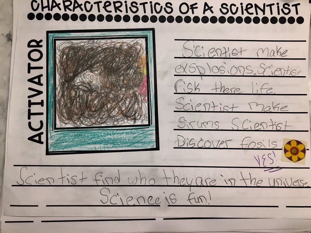 mrscavallaro13's tweet image. today my #ScienceStars and I talked about what science is and what characteristics make a scientist. If we are going to be scientists this year, it’s imperative to know our role in #Lab317