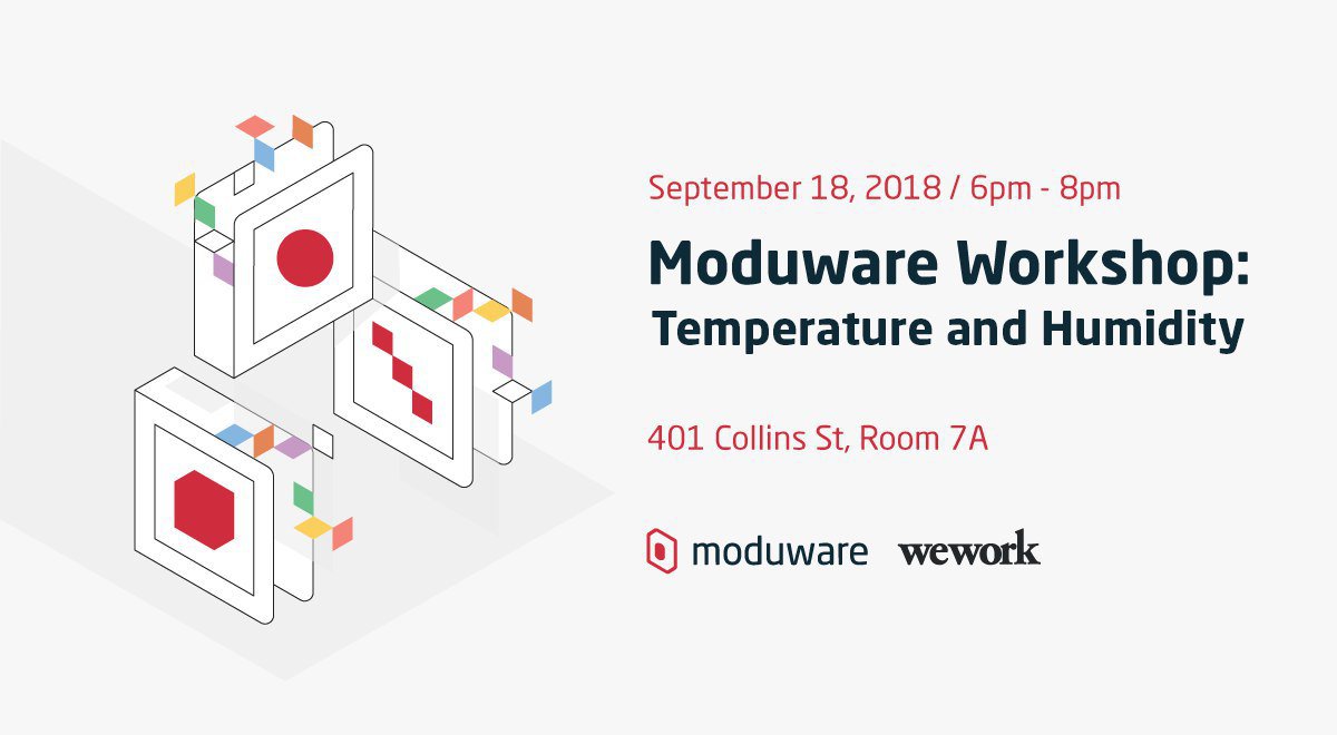 Excited to announce Moduwares second <a href="/Meetup/">Meetup</a> workshop! Run by one of lead developers <a href="/clintpijuan/">Clint Pijuan</a> and focusing on our Temperature and Humidity module it should be a great session so put it in your diaries!

meetup.com/Moduware-Melbo…