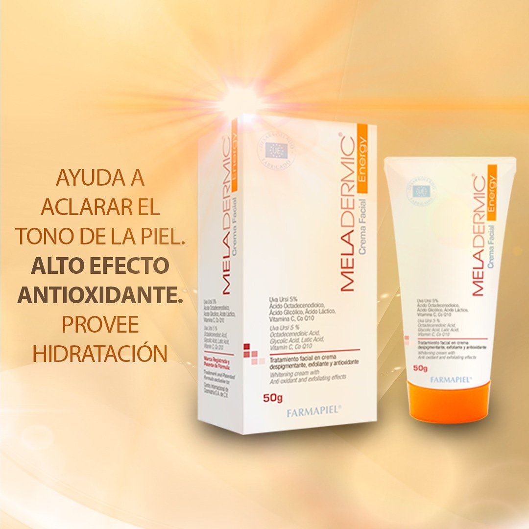 FarmapielMexico's tweet photo. Meladermic® Energy es una crema facial que ayuda a despigmentar la piel, aclarar, regenerar las células y además tiene un efecto hidratante en la zonas en las que se aplica
#PasiónPorLaDermatología #Farmapiel
Compralo a través de Amazon ⬇️
https://t.co/qT5fHDXMvn https://t.co/tkjV1RJ96p