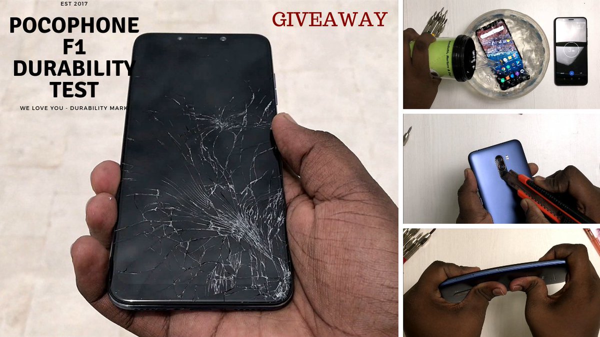 DurabilityMark's tweet photo. Xiaomi POCOPHONE POCO F1-Drop test,Bend Test,water Test,Scratch test,Flame test,Screen Test [GIVEAWAY]
https://t.co/boCCF2d2OW https://t.co/UlpdbSpxvU