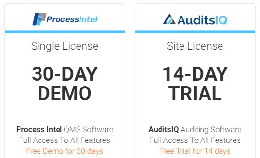 ProcessIntelCo's tweet image. #qualitymanagementsolutions

#ProcessIntel and #AuditsIQ quality software solutions. Cloud-based setup or setup on site on your own servers, Process Intel&apos;s solutions are for use by all manufacturers. Sign up for a free trial today.