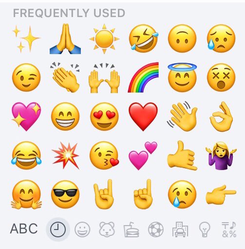 BoucherArts's tweet photo. Weekly snapshot of my frequently used emojis. Current relational life story. Star time, nature, badassery, love, money, gifts, celebration, kapow! A few tears, overwhelm & wtf but always a rainbow! Yours? #screenlife #screenface #lifeworlds @common_worlds https://t.co/o1qxlSKcbj