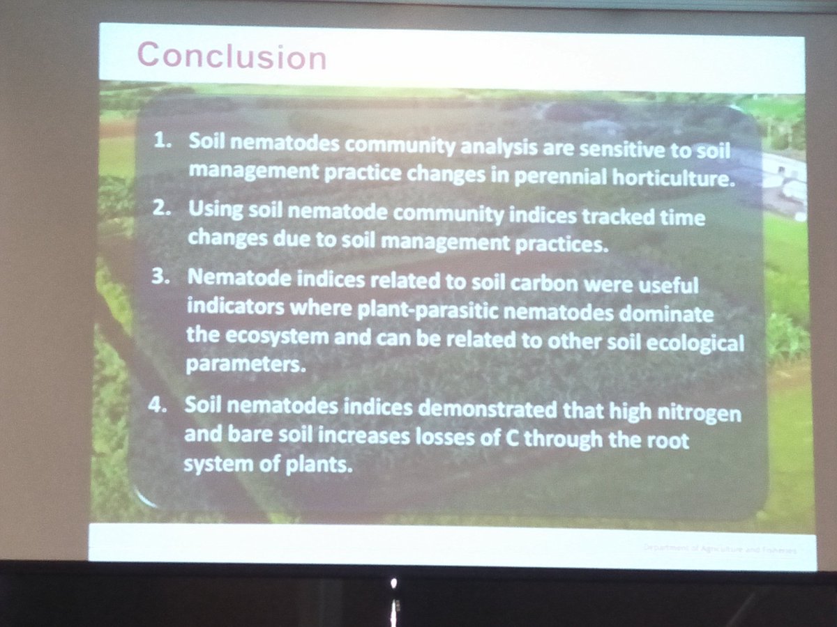 KylieRChambers's tweet photo. Anthony Pattison discussing the sensitivity of nematode community indices to soil management practices in perennial horticulture.
In banana systems ⬆N = ⬆plant parasitic nematodes in the soil community 🍌 
#ASDS2018 https://t.co/79e6CyMiz9
