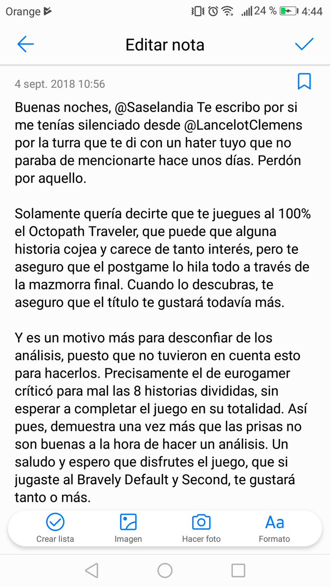 AKindOfMonster's tweet photo. @Saselandia Te mando esta parrafada, pero me gustaría que lo leyeras, teniendo en cuenta que estás haciendo directos del Octopath Traveler. Un saludo. https://t.co/hGJjRIi4he
