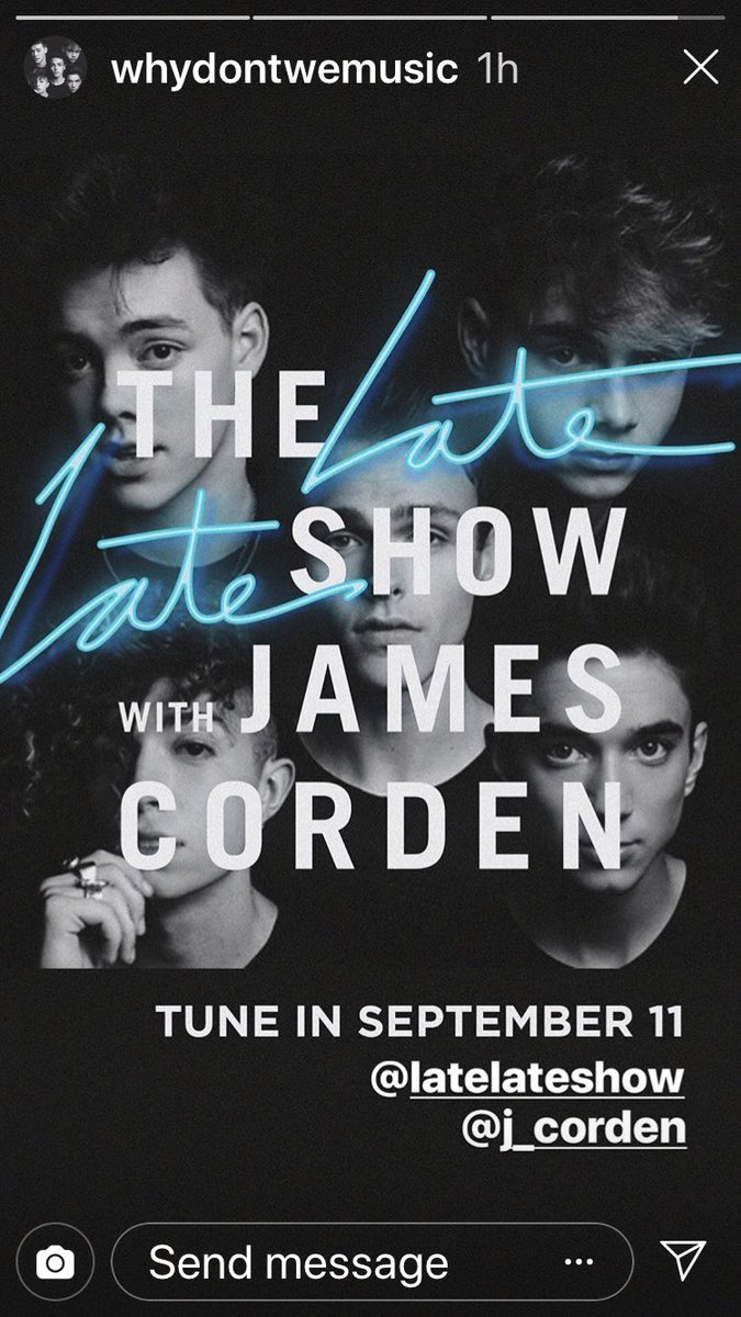 asiaseavey's tweet photo. JAMES CORDEN?????? OMG ITS DONE. THE BOYS HAVE MADE IT!!!! @whydontwemusic @latelateshow I am so happy for you boys💗💗💗 https://t.co/ik6KHTZgjQ