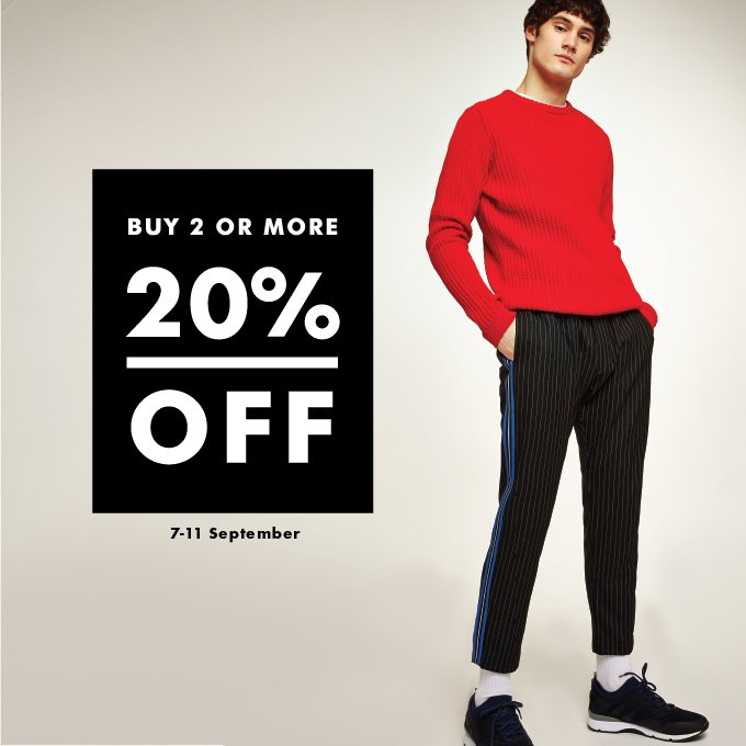 grandindo's tweet photo. Here's to lighten your day. Enjoy 20% off when you buy 2 or more at Topman stores that located at Skybridge level 1. #TopmanId https://t.co/QpJeyEdrrD